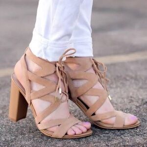 Sam Eldeman Elegant Tan Strappy Heels